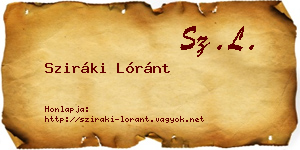 Sziráki Lóránt névjegykártya